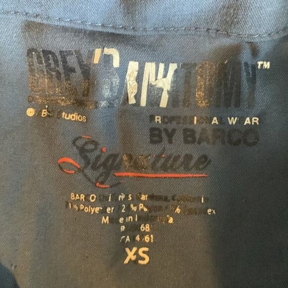 Greys Anatomy By Barco Womens Scrub Top XS Blue Short Sleeve Pockets 77% Polyest - Picture 2 of 6